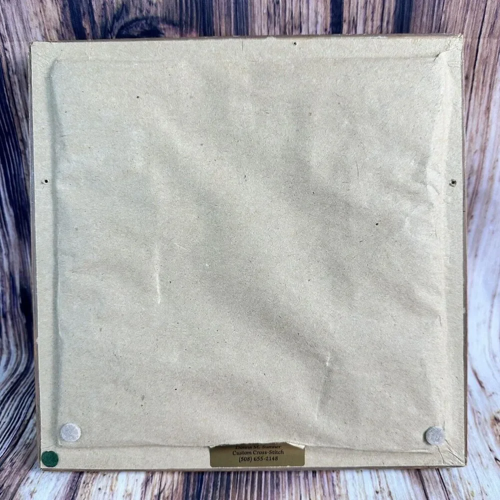 Vintage Cross Stitch House Warming Gift Pineapple Wreath Framed Finished 9x9 - Picture 9 of 11